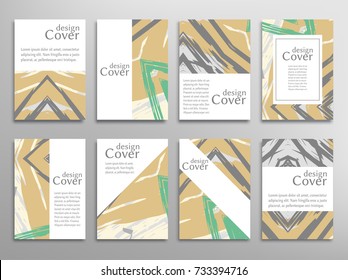 Vector abstract background set. Art template design for invitation card, front page, mockup brochure theme style, banner idea, book cover, booklet print, flyer sheet a4. Colorful grunge texture