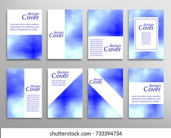 Vector abstract background set. Art template design for invitation card, front page, mockup brochure theme style, banner idea, book cover, booklet print, flyer sheet a4. Digital art in mosaic style