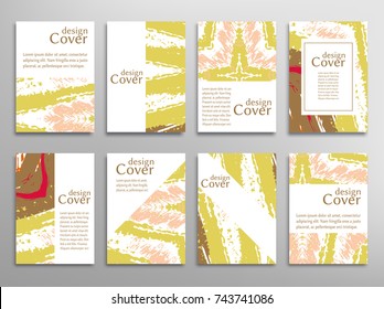 Vector abstract background set. Art template design for invitation card, front page, mockup brochure theme style, banner idea, book cover, booklet print, flyer sheet a4. Colorful grunge texture