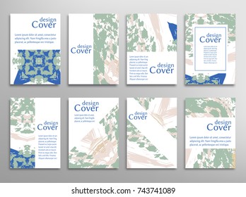 Vector abstract background set. Art template design for invitation card, front page, mockup brochure theme style, banner idea, book cover, booklet print, flyer sheet a4. Colorful grunge texture