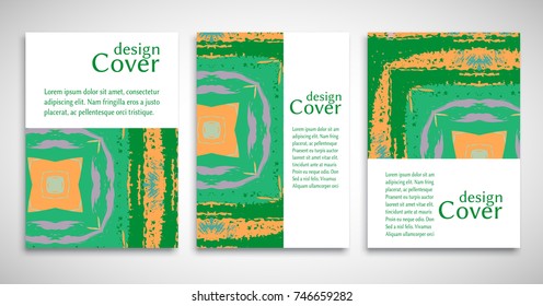 Vector abstract background set. Art template design for invitation card, front page, mock-up brochure theme style, banner idea, book cover, booklet print, flyer sheet a4. Colorful grunge texture