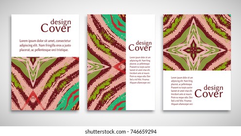 Vector abstract background set. Art template design for invitation card, front page, mock-up brochure theme style, banner idea, book cover, booklet print, flyer sheet a4. Colorful grunge texture