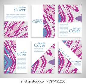 Vector abstract background set. Art template design for invitation card, front page, mockup brochure theme style, banner idea, book cover, booklet print, flyer sheet a4. Colorful grunge texture