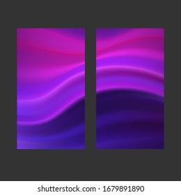 Vector abstract background. Set of blue and lilac wave backgrounds. Wallpaper for your phone