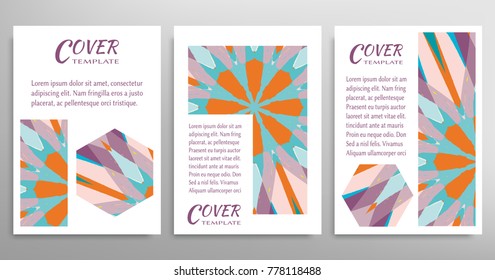 Vector abstract background set with grunge texture, decor elements. Book booklet cover a4, art template design, list, front page, banner, flyer. Mockup brochure theme style, blank, card, sheet