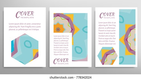 Vector abstract background set with grunge texture, decor elements. Book booklet cover a4, art template design, list, front page, banner, flyer. Mockup brochure theme style, blank, card, sheet