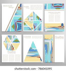 Vector abstract background set with grunge texture. Presentation templates. Cover a4 art design, front page, banner, flyer, card. Business mockup template for brochure or booklet