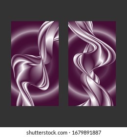Vector abstract background. Set of lilac wave backgrounds. Wallpaper for your  phone