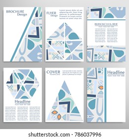 Vector abstract background set with modern geometric elements. Presentation templates. Cover a4 art design, front page, banner, flyer, card. Business mockup template for brochure or booklet