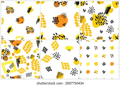 Vector abstract background set. Seamless brush stroke pattern.