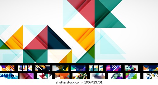 Vector abstract background set. Trendy templates for business or technology presentation, internet poster or web brochure cover, wallpaper