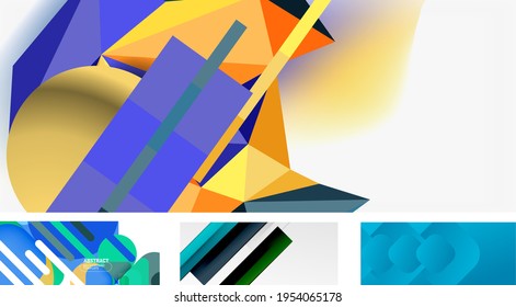 Vector abstract background set. Trendy modern geometric shapes
