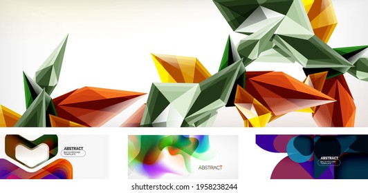 Vector abstract background set. Trendy modern geometric shapes