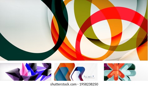 Vector abstract background set. Trendy modern geometric shapes