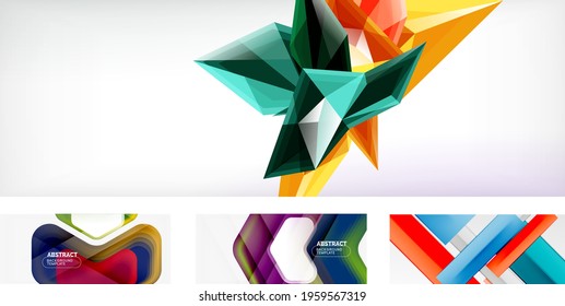 Vector abstract background set. Trendy modern geometric shapes