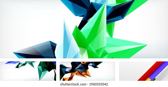 Vector abstract background set. Trendy modern geometric shapes