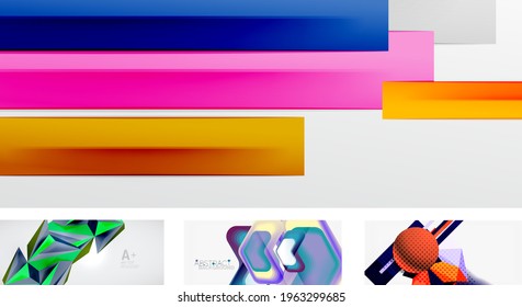 Conjunto de plano de fundo abstrato do vetor. Formas geométricas modernas e modernas na moda