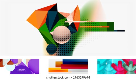 Vector abstract background set. Trendy modern geometric shapes