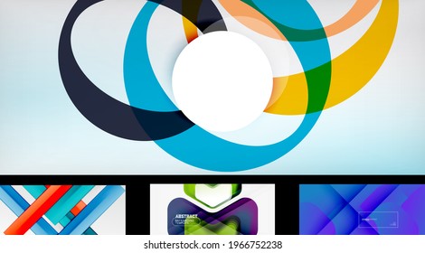 Vector abstract background set. Trendy modern geometric shapes