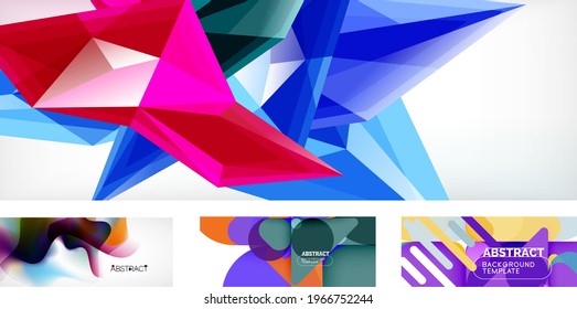 Vector abstract background set. Trendy modern geometric shapes