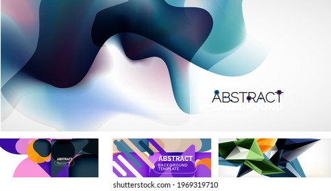 Vector abstract background set. Trendy modern geometric shapes