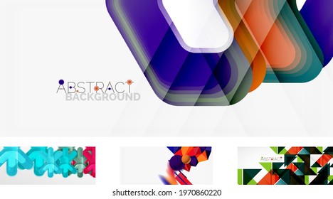 Vector abstract background set. Trendy modern geometric shapes