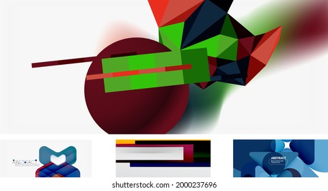 Vector abstract background set. Trendy modern geometric shapes