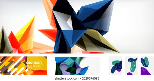 Vector abstract background set. Trendy modern geometric shapes
