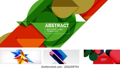 Vector abstract background set. Trendy modern geometric shapes