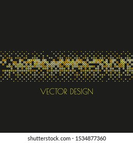 Vector abstract background with with shiny golden squares. Fashion halftone illustration.