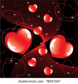 vector abstract background of shiny hearts