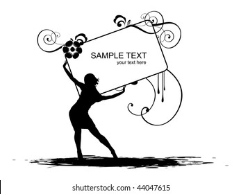 Vector abstract background with silhouette & sample text