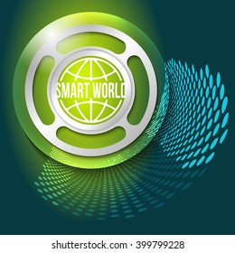 Vector abstract background and silver object with smart world symbol