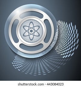 Vector abstract background and silver object with symbol of science