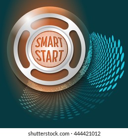 Vector abstract background and silver object with the words smart start