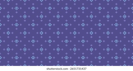 Vector abstract background. Simple geometric floral seamless pattern with snowflakes, diamond shapes, stars. Retro-inspired Christmas texture. Repeating geo design for decor, print, textile, wallpaper