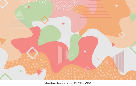 Vector abstract background with smooth wavy shapes and lines, blots and geometric shapes.