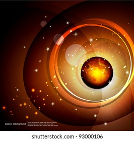 vector abstract background space, with the planet and stars