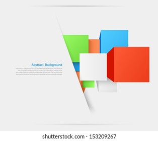 Vector abstract background. Square and 3d object