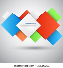 Vector abstract background. Square and 3d object