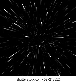 Fondo abstracto vectorial con Star Warp o Hiperspace. Luz de estrellas en movimiento.