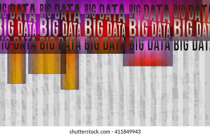 Vector abstract background with stripes and colored objects and big data headline