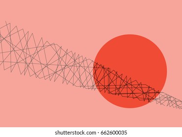 Vector abstract background, with stripes pattern and circle.