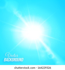 Vector abstract background with sun and lens flares