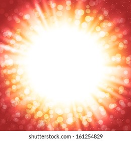 Vector abstract background with sunburst and bokeh lights