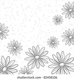 Vector, abstract background with a symbolical flowers, monochrome contours
