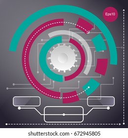 Vector abstract background. Technologies. Pink semicircle on a gray background.Eps10.