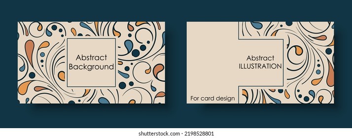 Vector abstract background. Template for card design, invite design, greeting card, gift card, voucher or name card. Pattern with circle and dribble shapes.