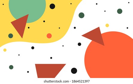 Vector abstract background Template for posters and banners Colorful circles and brown triangles on wall two-tone backdrop