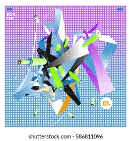 Vector abstract background template with triangle banner. Artistic gradient geometric backdrop for graphic design poster and label. Vector fractal illustration.